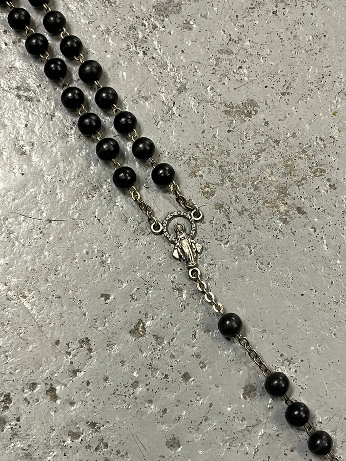 2000s Dolce & Gabbana Black Pearl Rosary Cross Necklace RfJRNOz 5