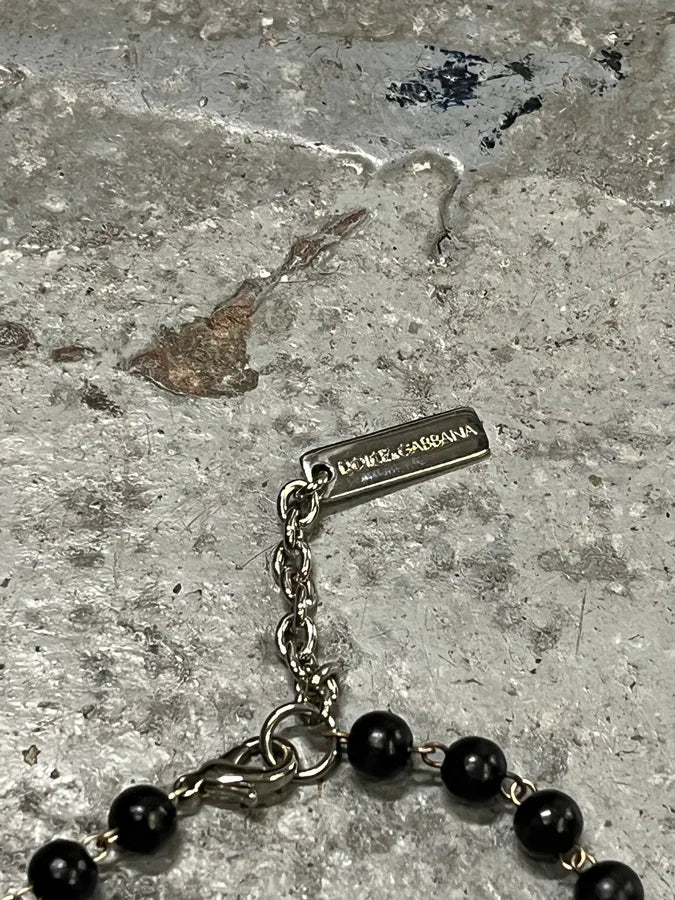 2000s Dolce & Gabbana Black Pearl Rosary Cross Necklace RfJRNOz 6