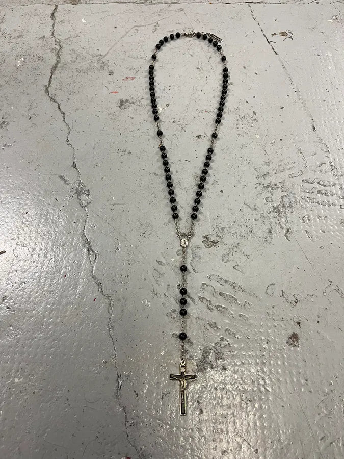 2000s Dolce & Gabbana Black Pearls Rosary Cross Necklace VSNNkSC 0
