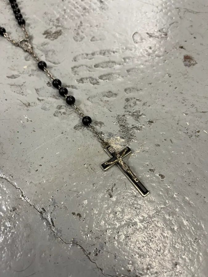 2000s Dolce & Gabbana Black Pearls Rosary Cross Necklace VSNNkSC 2