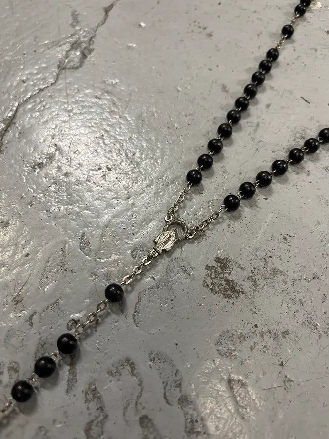 2000s Dolce & Gabbana Black Pearls Rosary Cross Necklace VSNNkSC 3