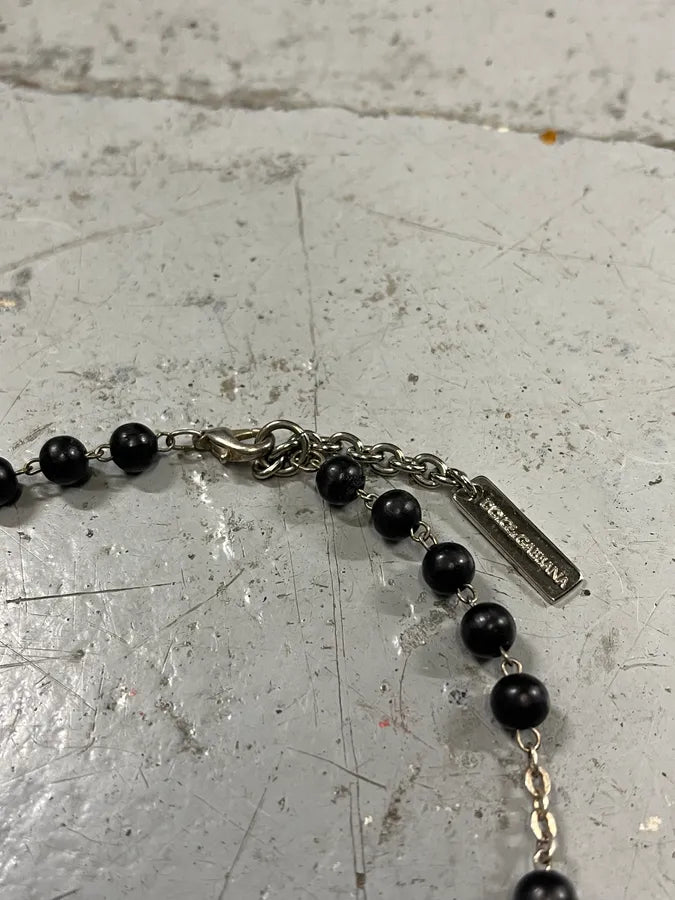 2000s Dolce & Gabbana Black Pearls Rosary Cross Necklace VSNNkSC 4