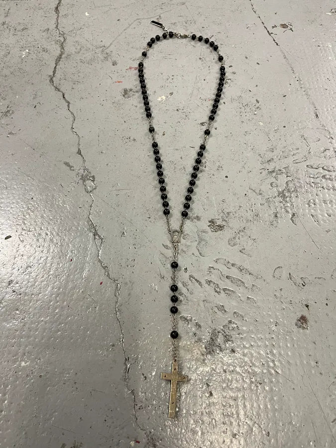 2000s Dolce & Gabbana Black Pearls Rosary Cross Necklace VSNNkSC 5