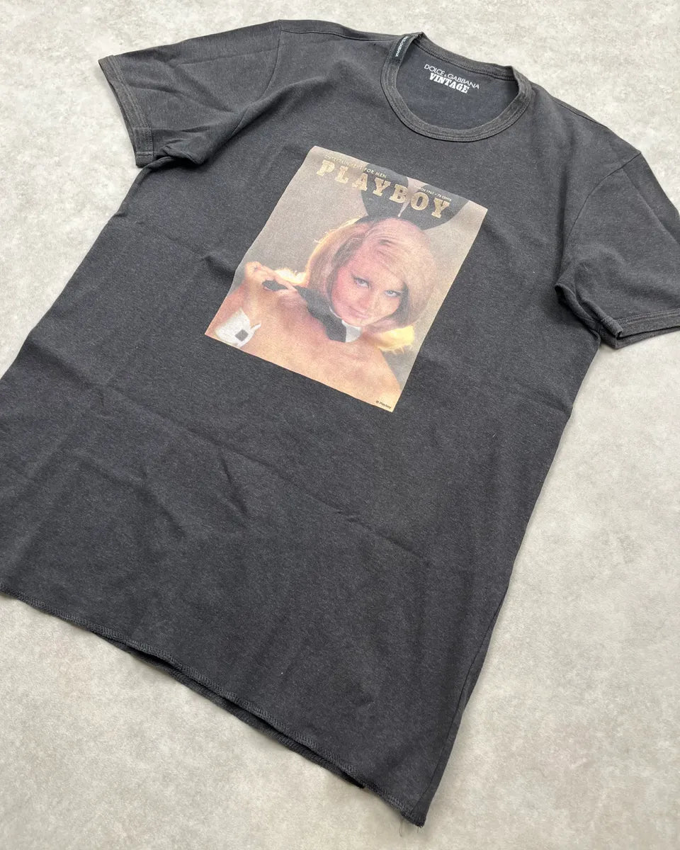 2000s Dolce & Gabbana Black Playboy Magazine Cover T-Shirt TZoRhnJ 3