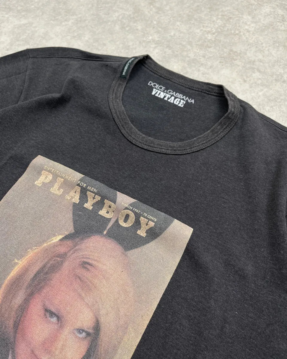 2000s Dolce & Gabbana Black Playboy Magazine Cover T-Shirt TZoRhnJ 4