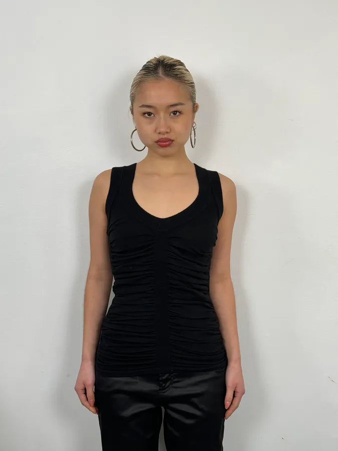 2000s Dolce & Gabbana Black Pleats Tank Top SzqINAl 1