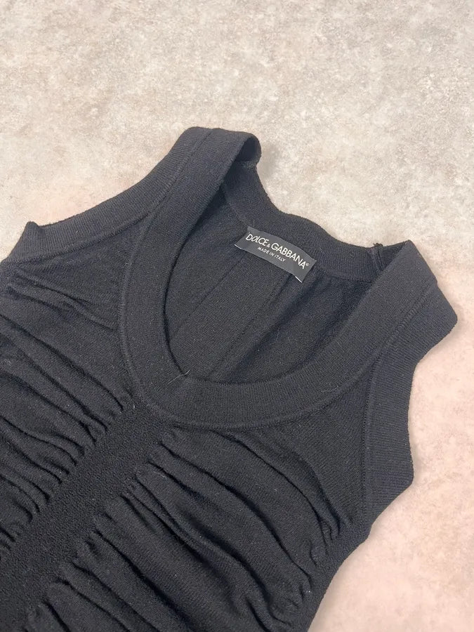 2000s Dolce & Gabbana Black Pleats Tank Top SzqINAl 3
