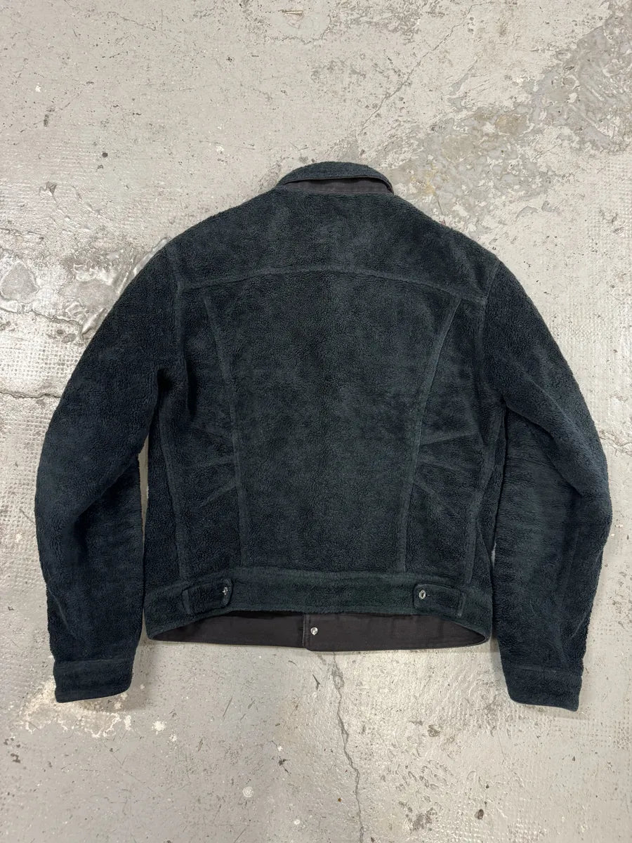 2000s Dolce & Gabbana Black Plush Fleece Trucker Jacket (M) mKXhRHN 3