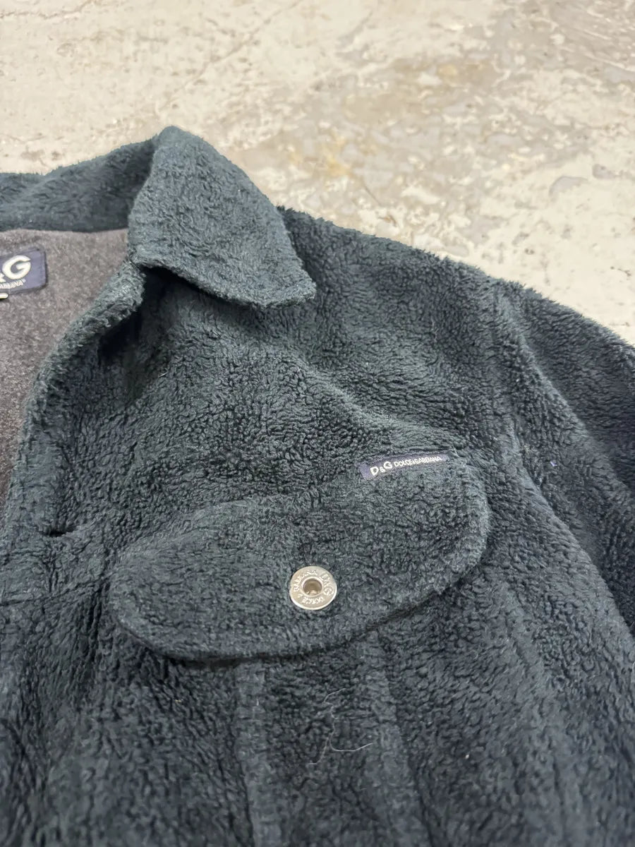 2000s Dolce & Gabbana Black Plush Fleece Trucker Jacket (M) mKXhRHN 8