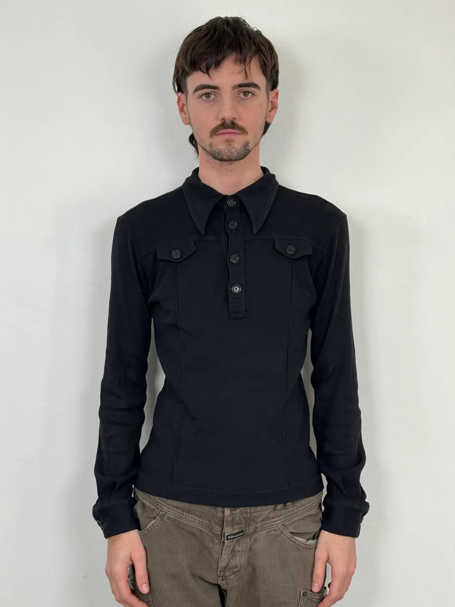 2000s Dolce & Gabbana Black Polo Longsleeves AVuszTN 0
