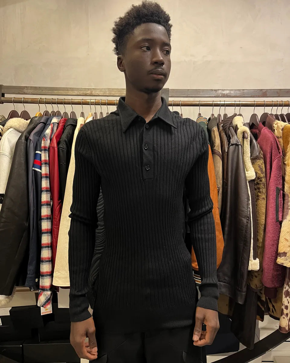 2000s Dolce & Gabbana Black Polo Longsleeves pufDNLl 0