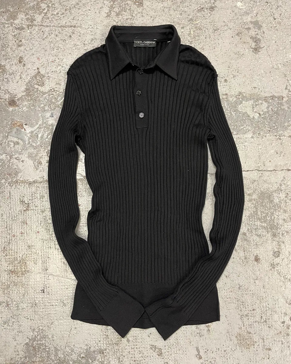 2000s Dolce & Gabbana Black Polo Longsleeves pufDNLl 1