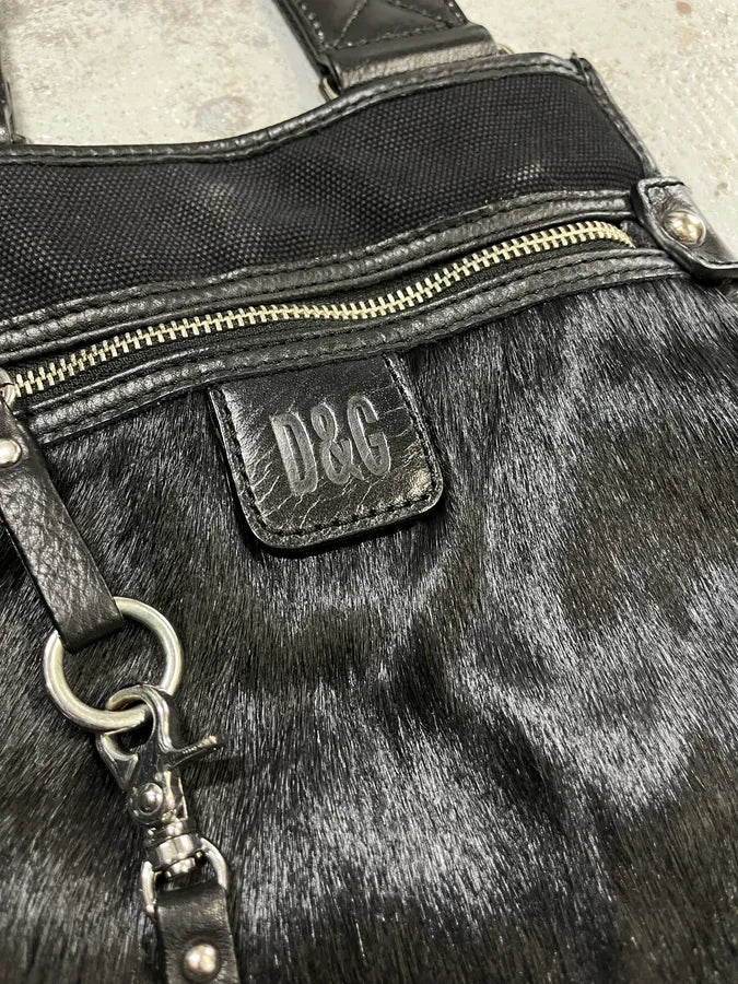 2000s Dolce & Gabbana Black Pony Hair Crossbody Bag  osbFDyt 5