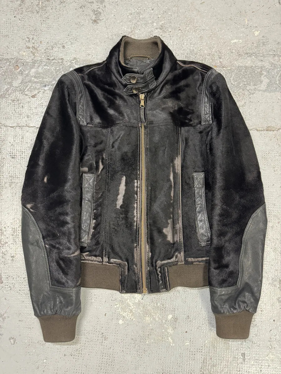 2000s Dolce & Gabbana Black Pony Hair Leather Jacket OtOogIC 0