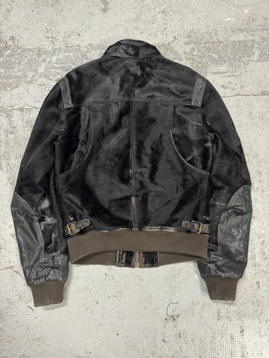 2000s Dolce & Gabbana Black Pony Hair Leather Jacket OtOogIC 1