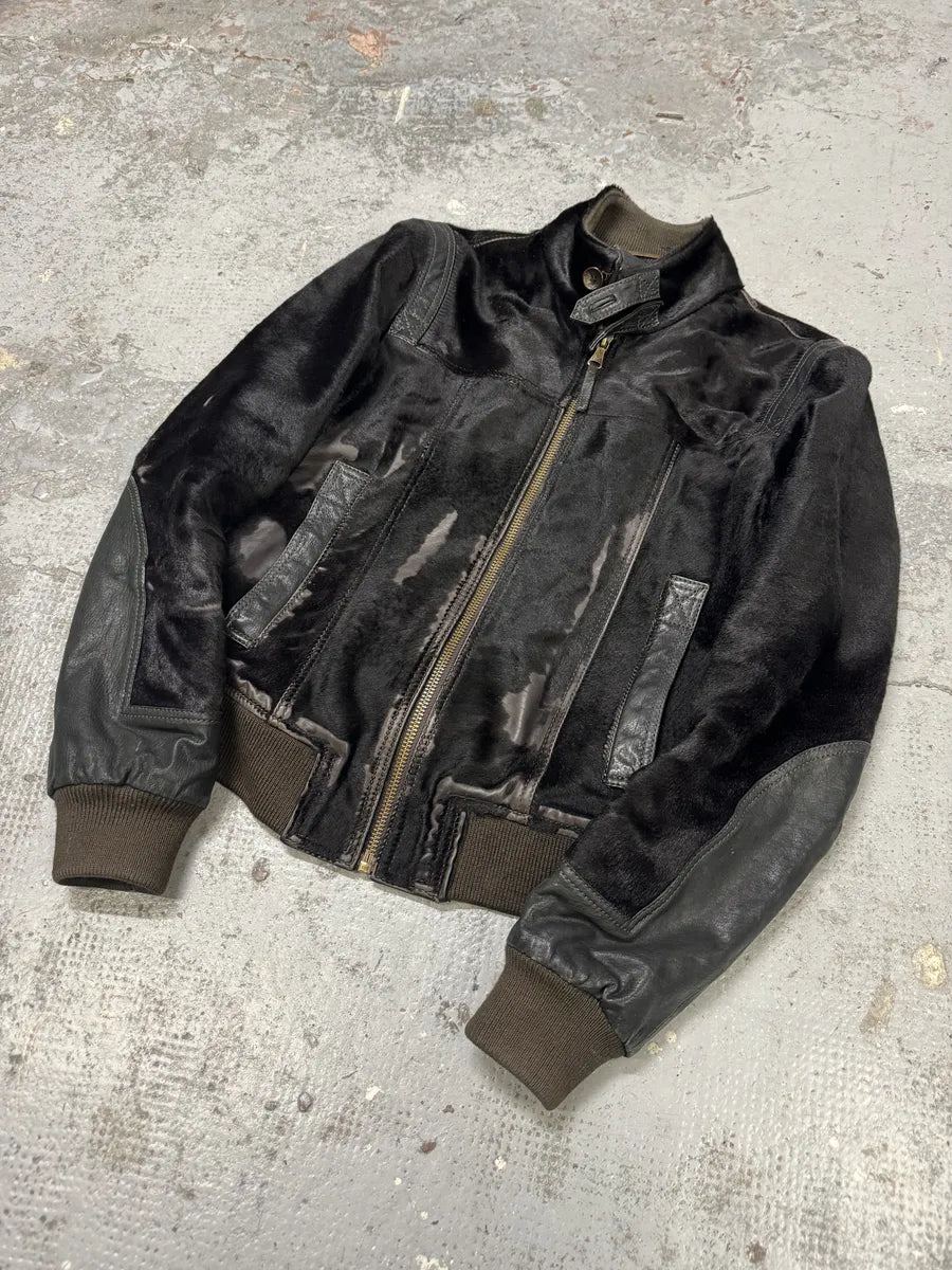 2000s Dolce & Gabbana Black Pony Hair Leather Jacket OtOogIC 2