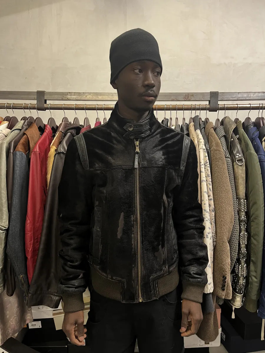 2000s Dolce & Gabbana Black Pony Hair Leather Jacket OtOogIC 3