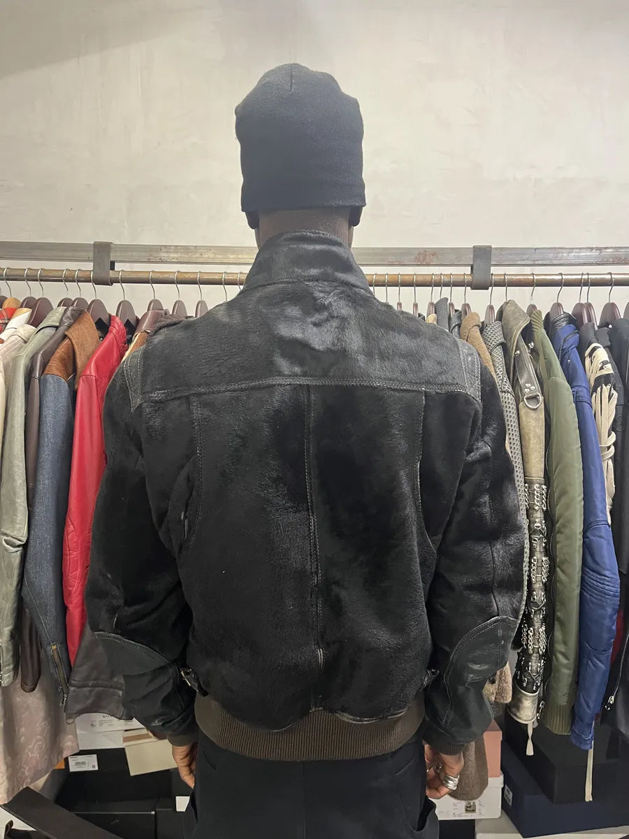 2000s Dolce & Gabbana Black Pony Hair Leather Jacket OtOogIC 4