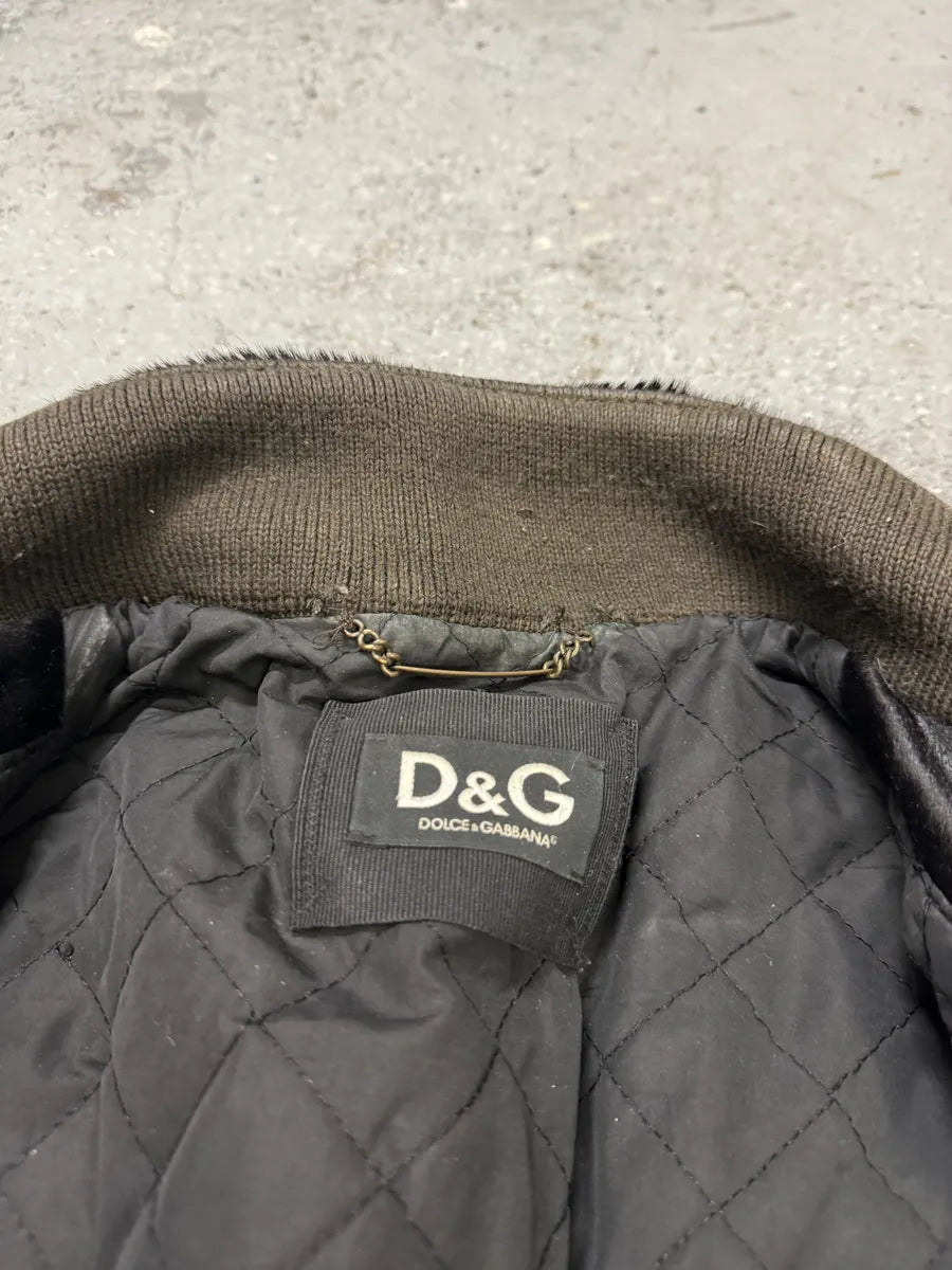 2000s Dolce & Gabbana Black Pony Hair Leather Jacket OtOogIC 5