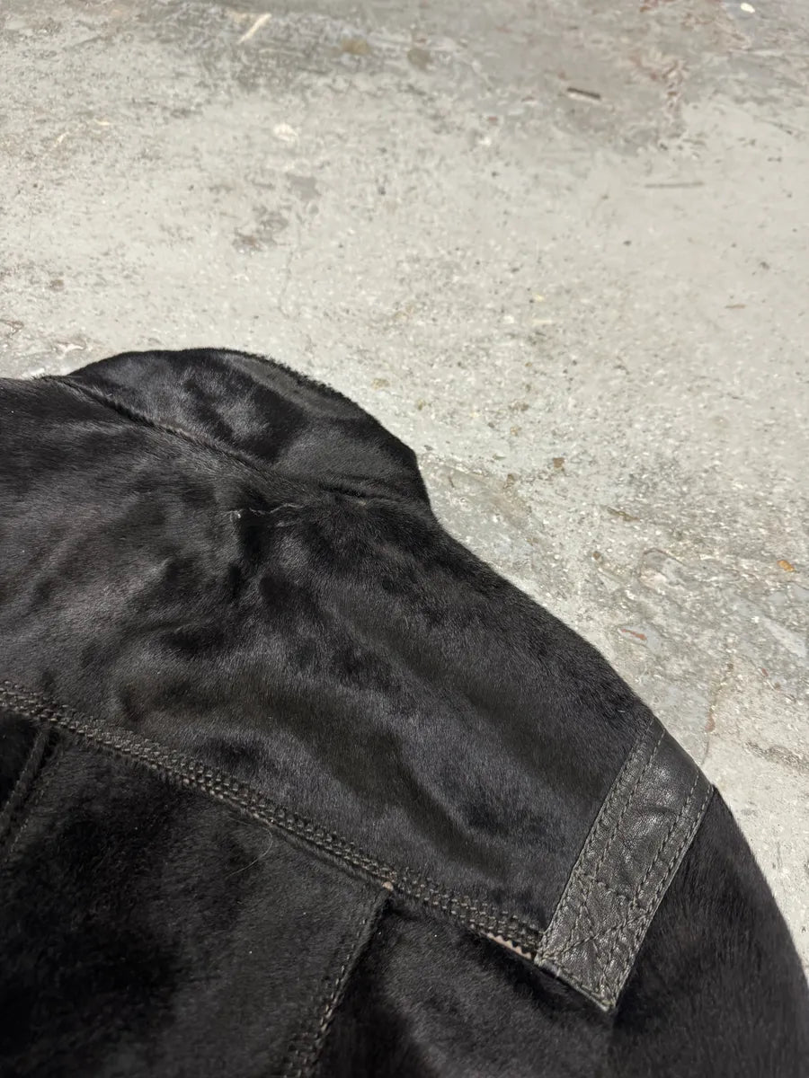 2000s Dolce & Gabbana Black Pony Hair Leather Jacket OtOogIC 6