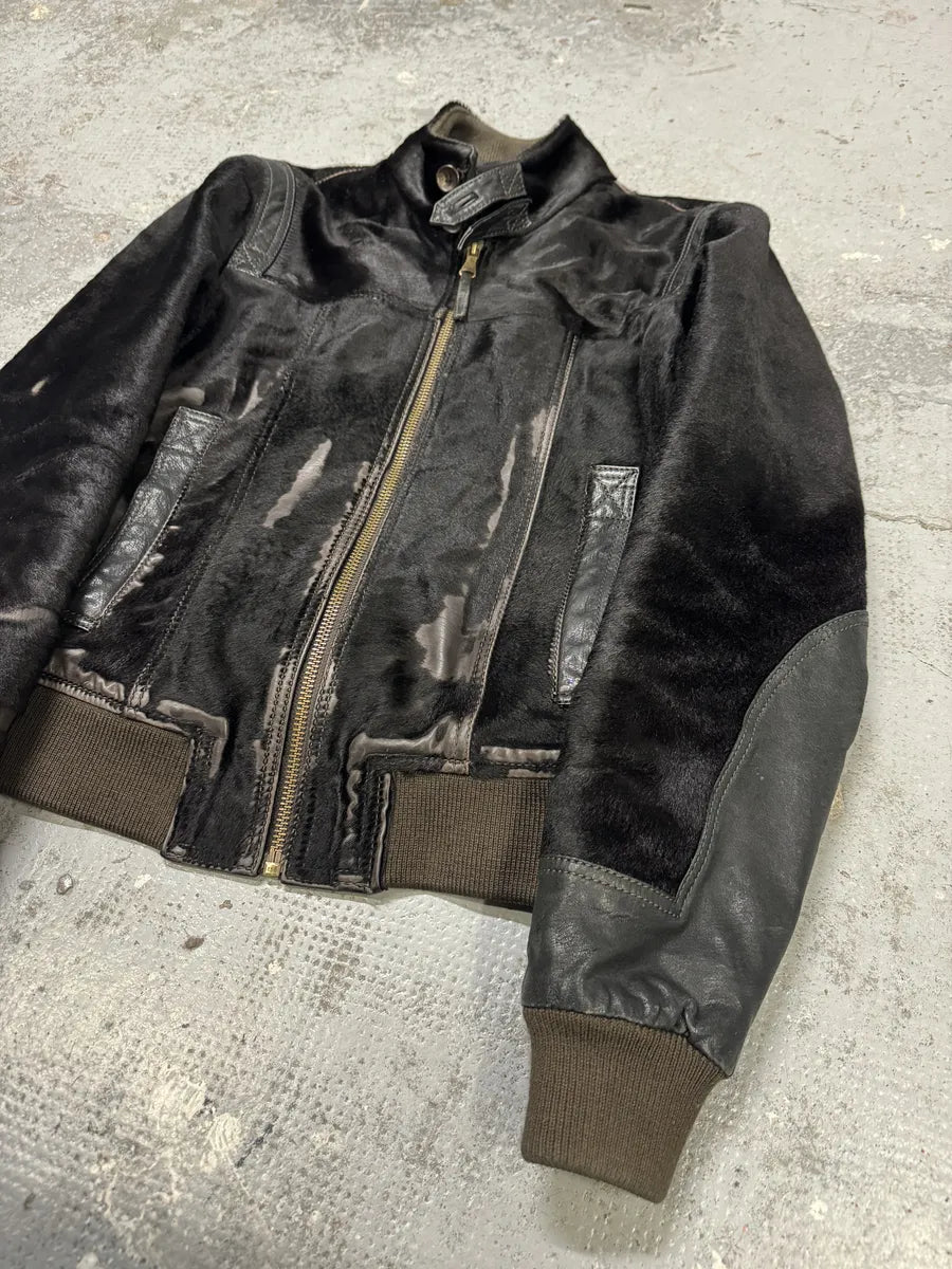 2000s Dolce & Gabbana Black Pony Hair Leather Jacket OtOogIC 9