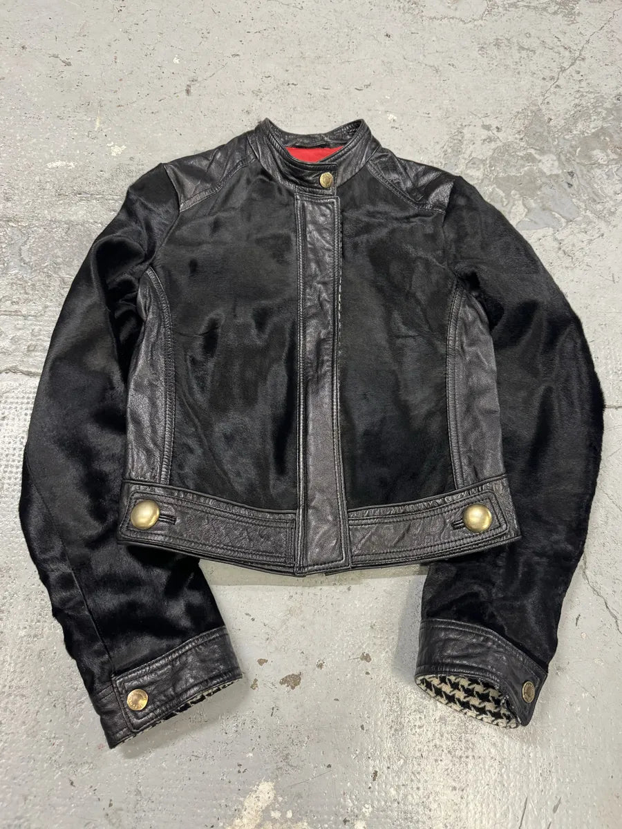 2000s Dolce & Gabbana Black Pony Hair Leather Jacket VikLUHp 0