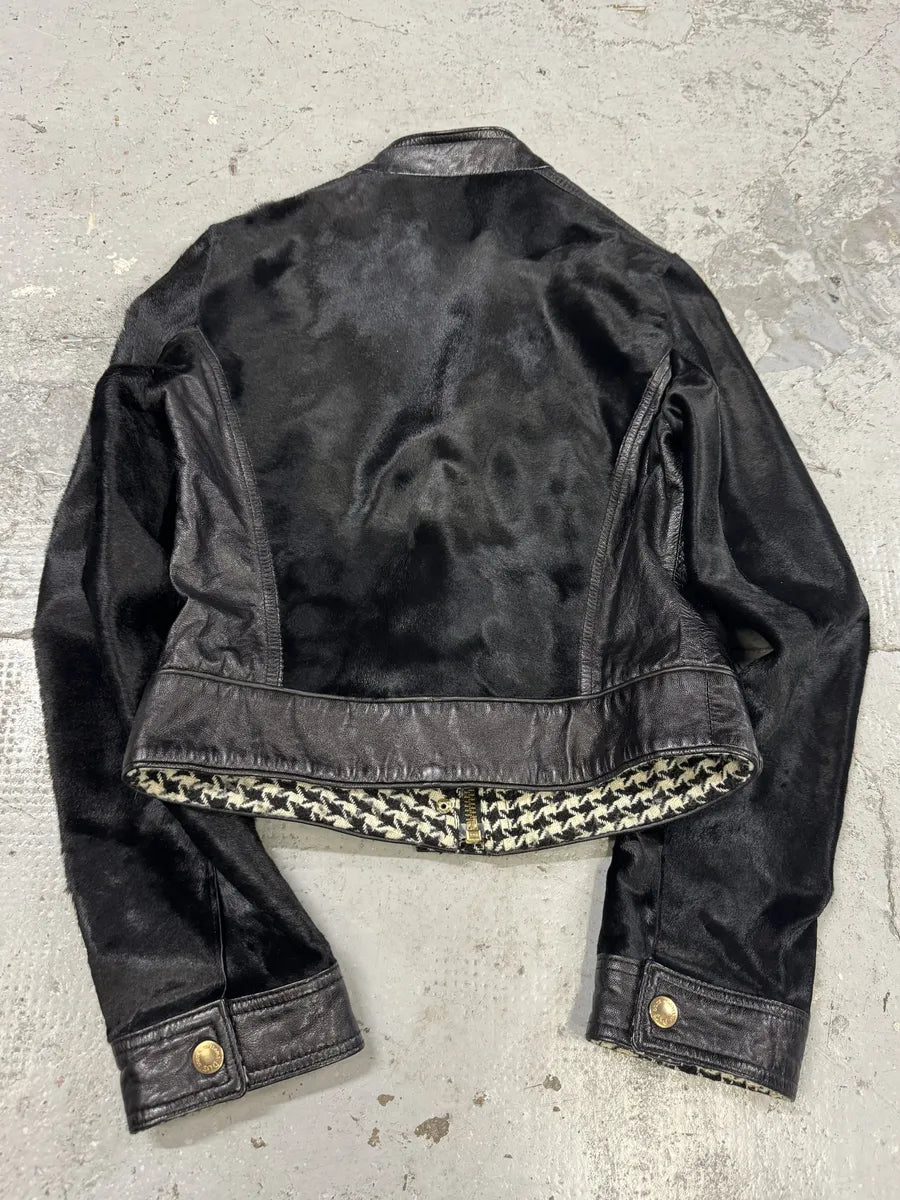 2000s Dolce & Gabbana Black Pony Hair Leather Jacket VikLUHp 1