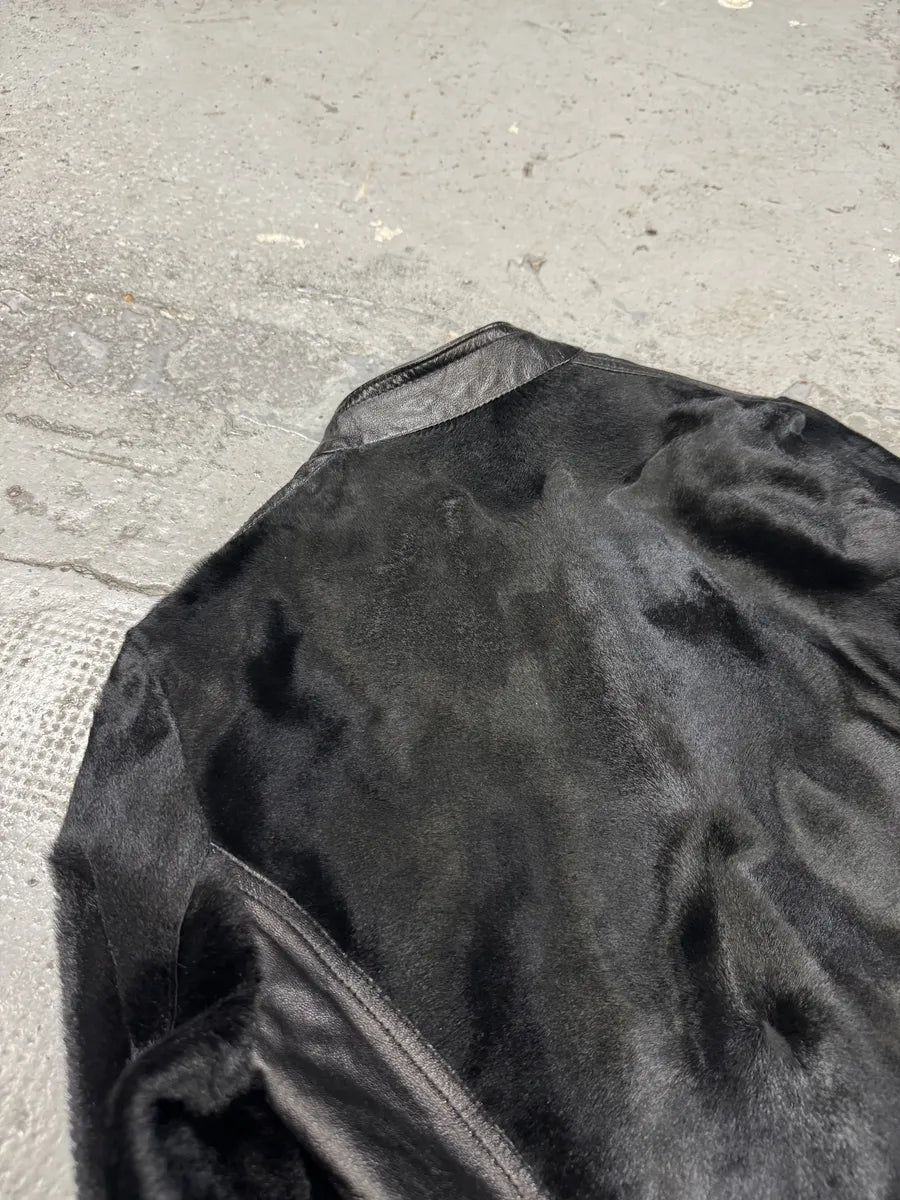 2000s Dolce & Gabbana Black Pony Hair Leather Jacket VikLUHp 3