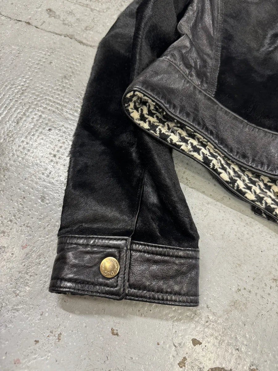 2000s Dolce & Gabbana Black Pony Hair Leather Jacket VikLUHp 4