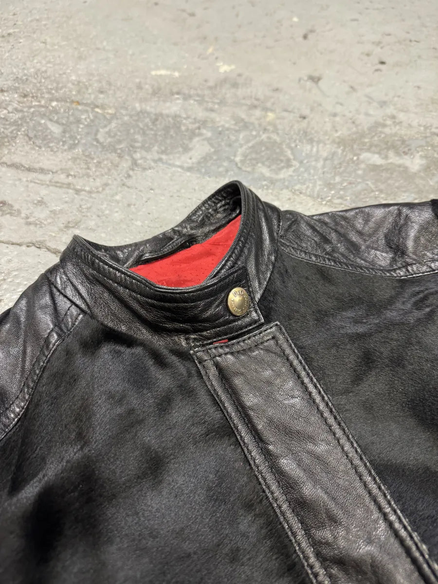 2000s Dolce & Gabbana Black Pony Hair Leather Jacket VikLUHp 5