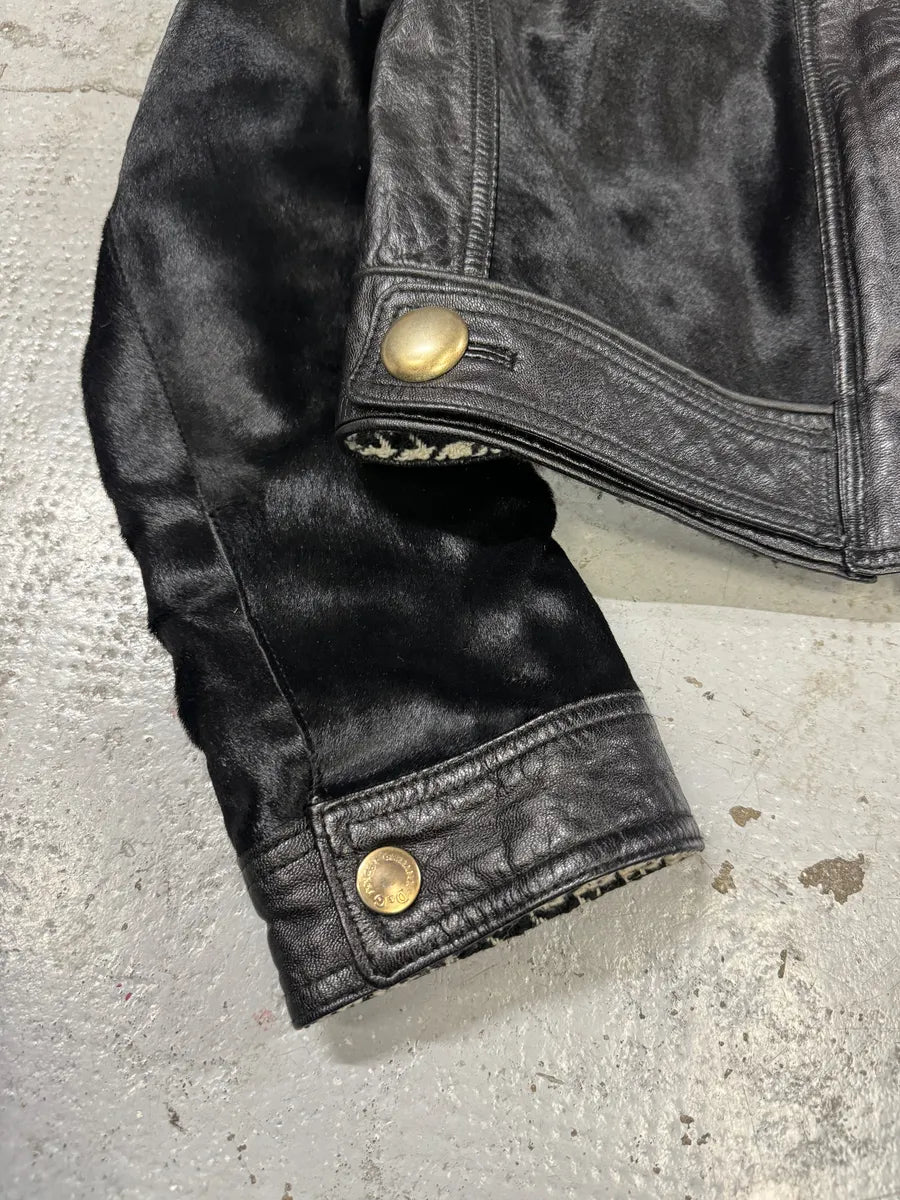 2000s Dolce & Gabbana Black Pony Hair Leather Jacket VikLUHp 6