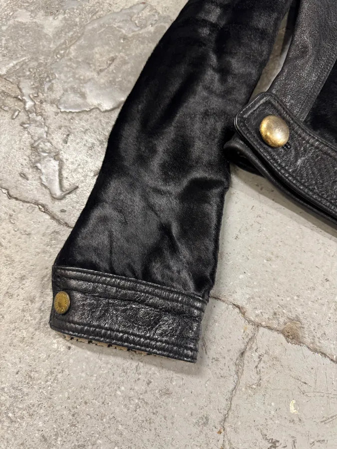 2000s Dolce & Gabbana Black Pony Hair Leather Jacket (XXS) 4