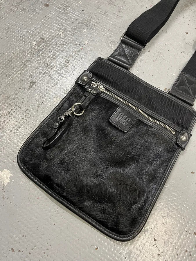 2000s Dolce & Gabbana Black Pony Hair Leather Shoulder Bag QQqZVwf 2