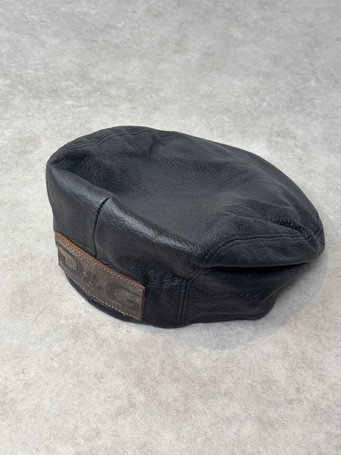AW2004 Dolce & Gabbana Black Premium Leather Cap vMYpooF 0