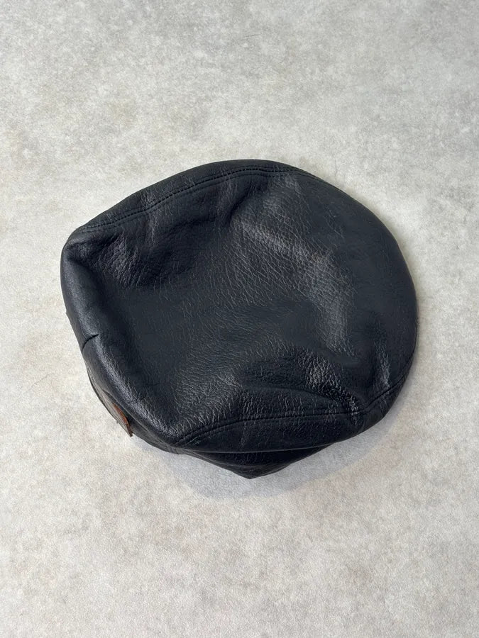 AW2004 Dolce & Gabbana Black Premium Leather Cap vMYpooF 3