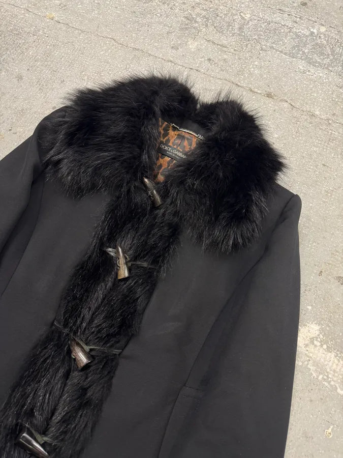 2000s Dolce & Gabbana Black Raccoon Fur Wool Jacket (L) dQxDisw 1