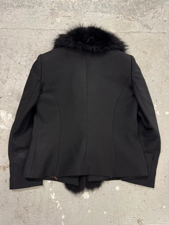 2000s Dolce & Gabbana Black Raccoon Fur Wool Jacket (L) dQxDisw 3