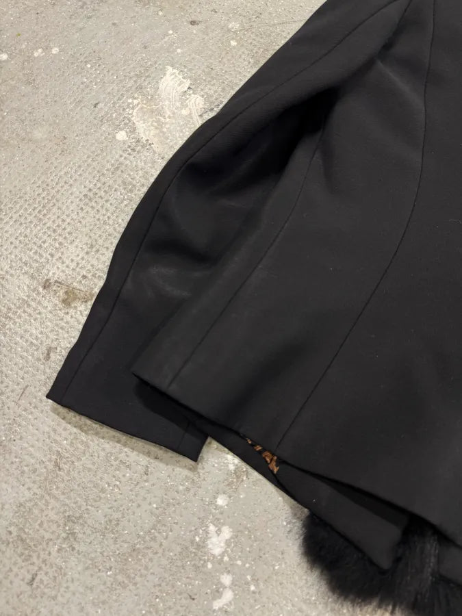 2000s Dolce & Gabbana Black Raccoon Fur Wool Jacket (L) dQxDisw 4