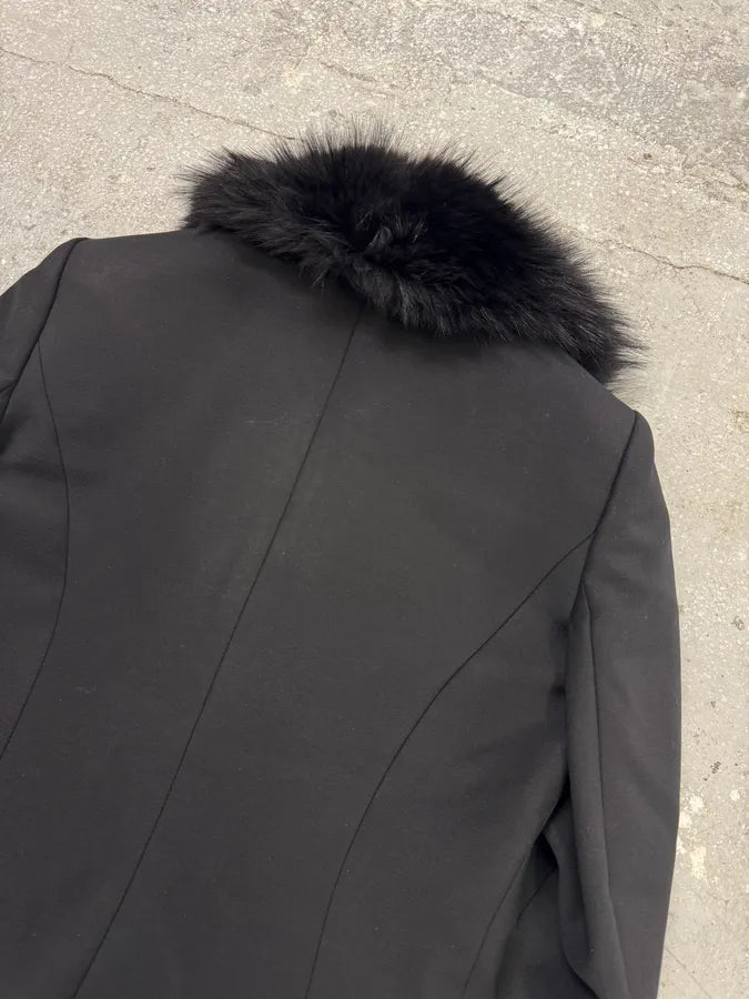 2000s Dolce & Gabbana Black Raccoon Fur Wool Jacket (L) dQxDisw 5