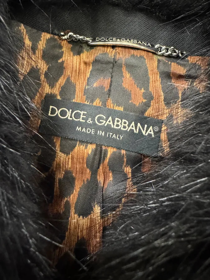 2000s Dolce & Gabbana Black Raccoon Fur Wool Jacket (L) dQxDisw 6