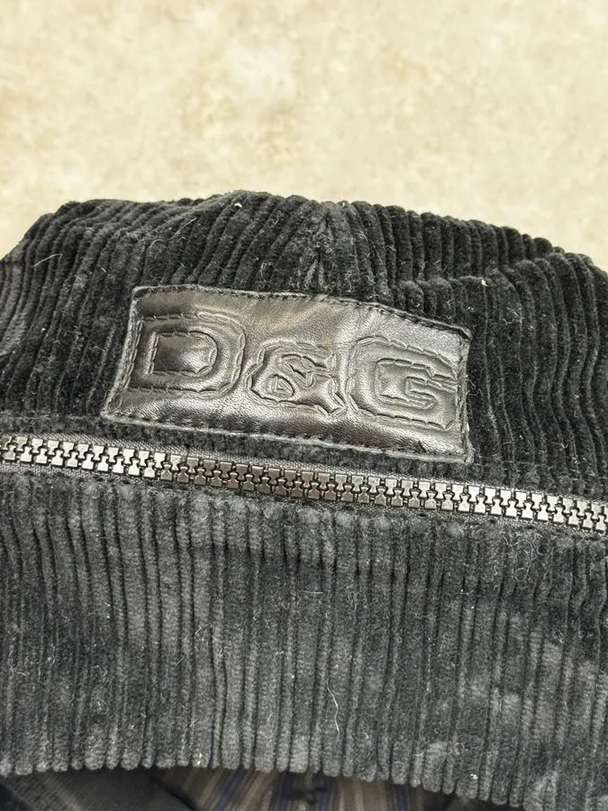 SS2006 Dolce & Gabbana Black Removable Hear Patch Corduroy Cap VLLgNTc 10