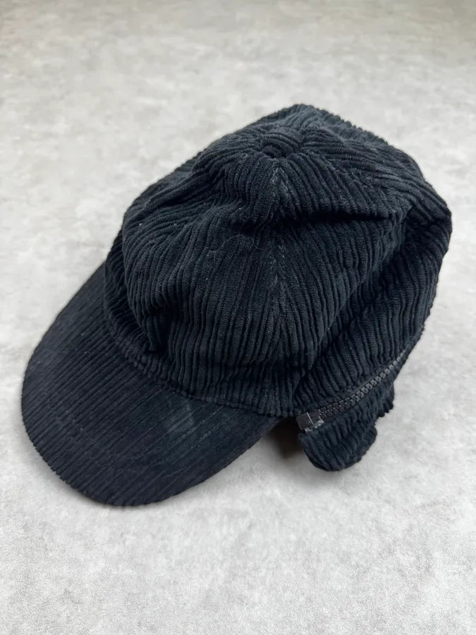 SS2006 Dolce & Gabbana Black Removable Hear Patch Corduroy Cap VLLgNTc 7