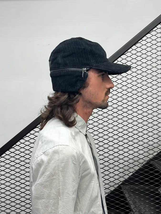 SS2006 Dolce & Gabbana Black Removable Hear Patch Corduroy Cap VLLgNTc 1