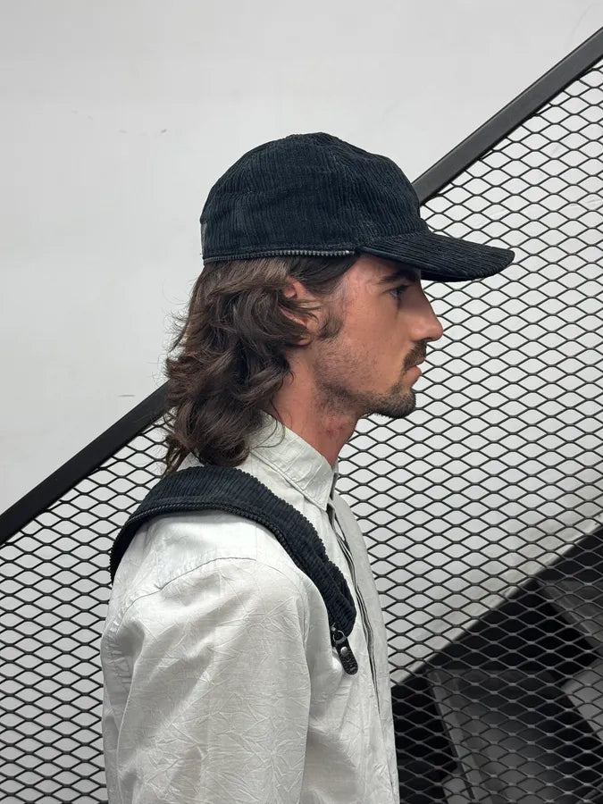 SS2006 Dolce & Gabbana Black Removable Hear Patch Corduroy Cap VLLgNTc 2