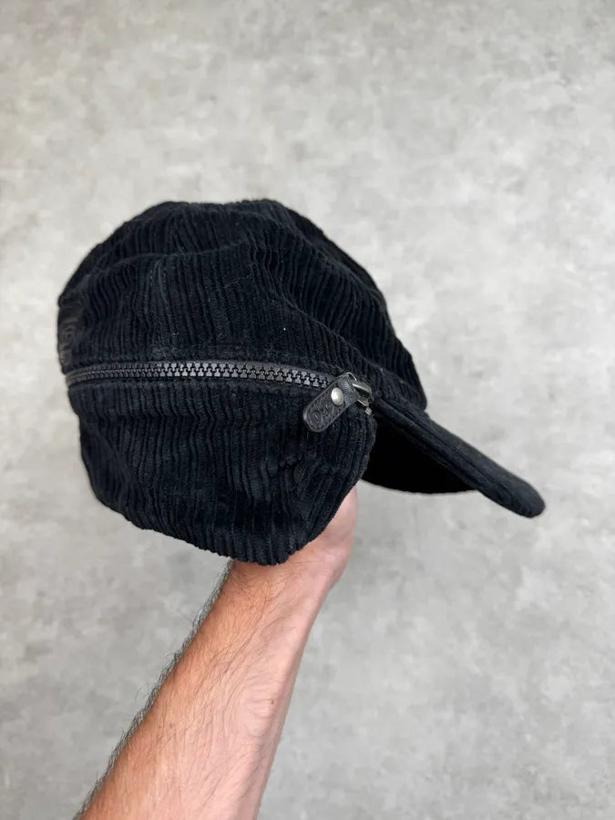 SS2006 Dolce & Gabbana Black Removable Hear Patch Corduroy Cap VLLgNTc 6