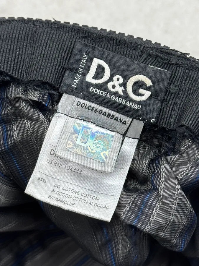 SS2006 Dolce & Gabbana Black Removable Hear Patch Corduroy Cap VLLgNTc 12