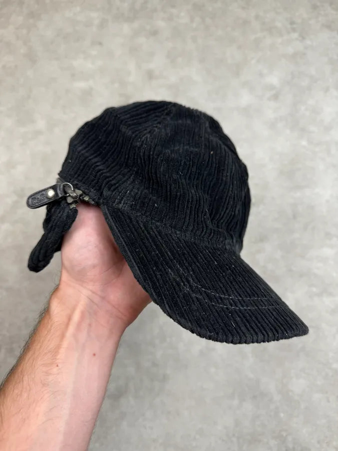 SS2006 Dolce & Gabbana Black Removable Hear Patch Corduroy Cap VLLgNTc 5
