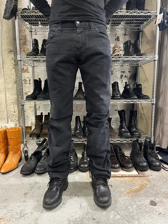 2000s Dolce & Gabbana Black Ripped Straight Jeans FTxvgjO 1