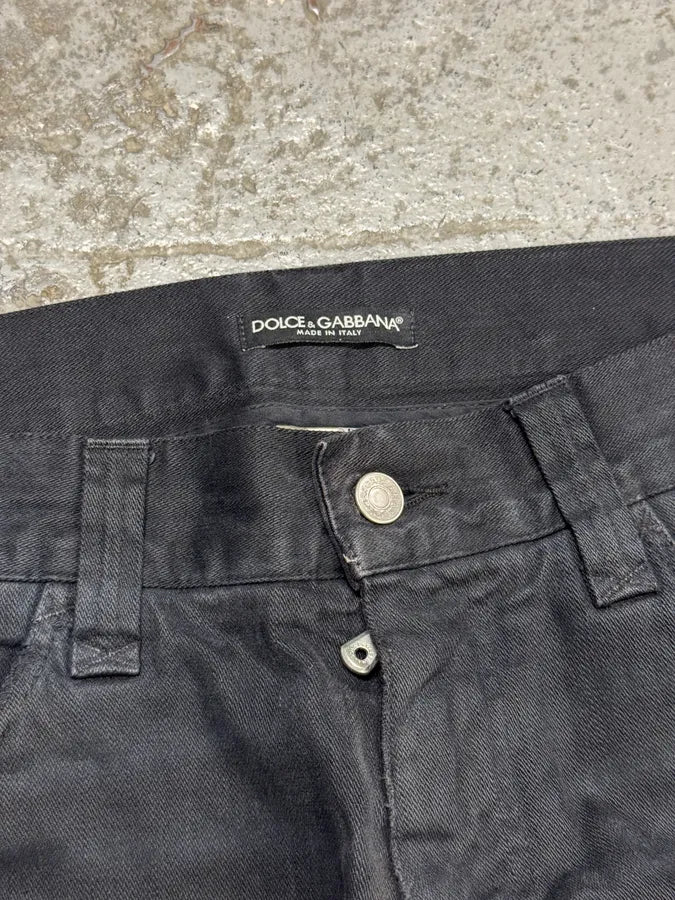 2000s Dolce & Gabbana Black Ripped Straight Jeans FTxvgjO 8