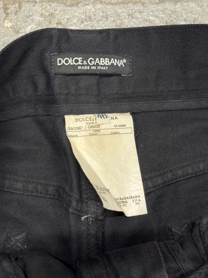 2000s Dolce & Gabbana Black Ripped Straight Jeans FTxvgjO 9